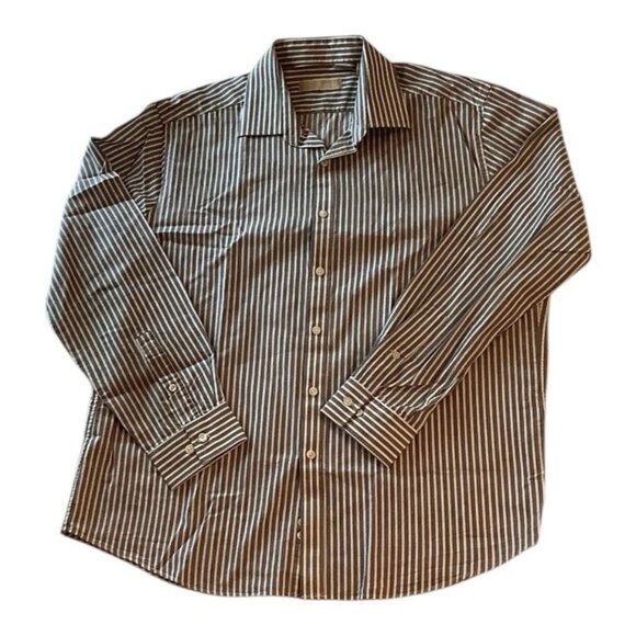 Michael Kors Long Sleeve Button Up Striped Shirt Mens Size 17-34/35 - Picture 1 of 9